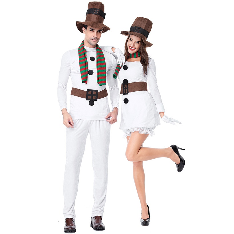 Couple Santa Claus Costume Snowman Costume White Christmas Suit Male Costume