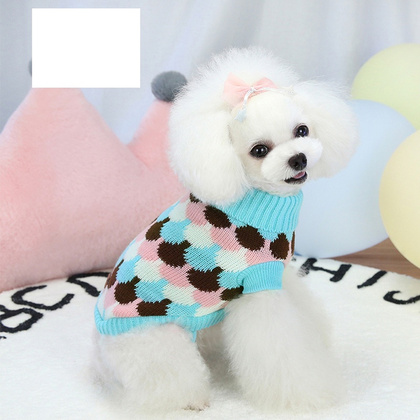 Pet Dog Cat Autumn And Winter Knitted Vest Plaid Pet Vest Warm Twolegged Clothes
