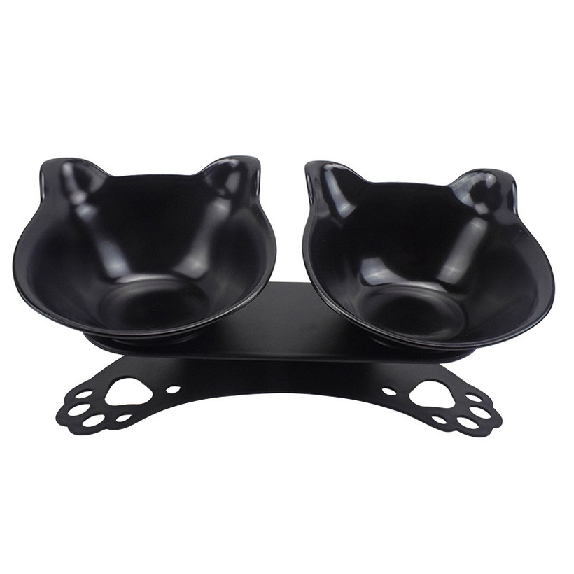 Cats Paw Bottom Doublewrist Neck Guard Oblique Mouth Eating And Drinking Dualpurpose Cat Bowl