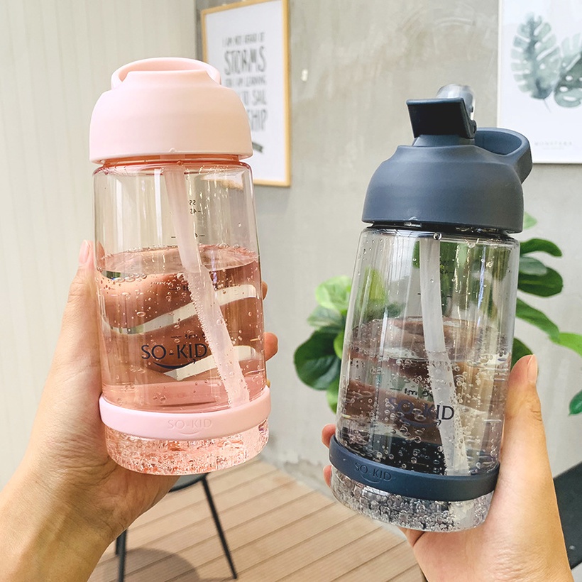 Fashion Largecapacity Sports Fitness Portable Plastic Cup Student Straw Water Cup Korean Antifall