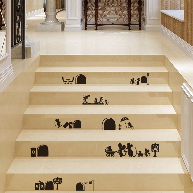 Cartoon Wall Stickers Room Decoration Background Staircase Stickers