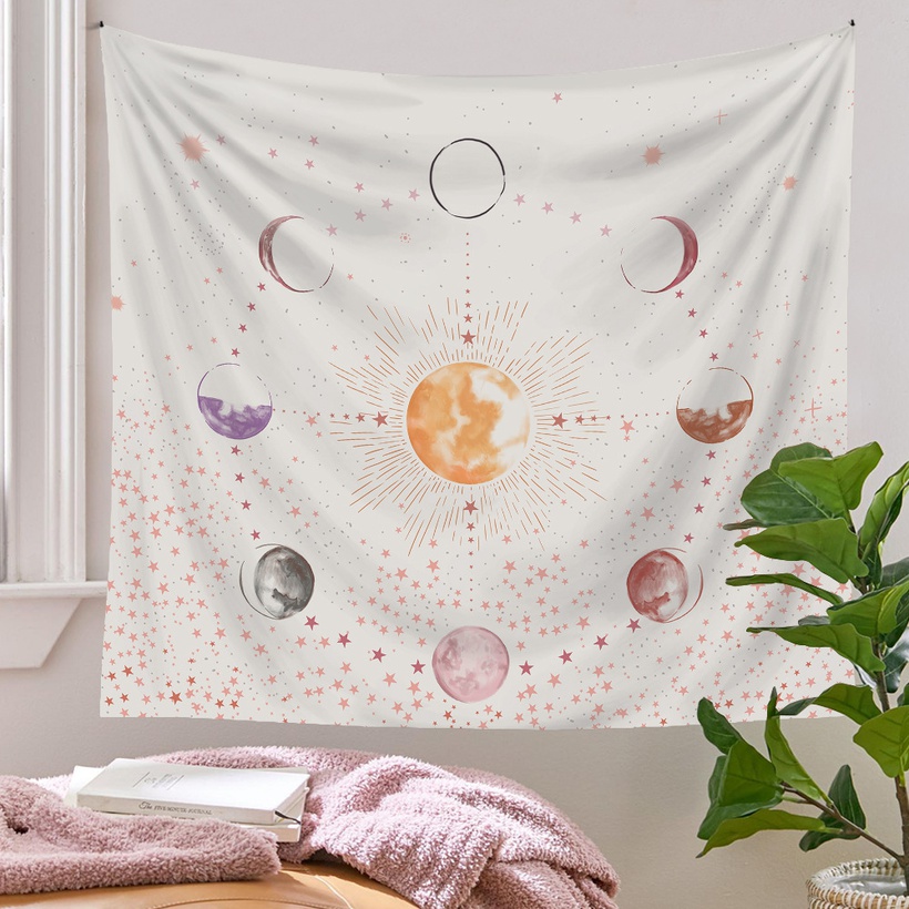 Fashion Moon Phase Changes Printing Decoration Hanging Cloth