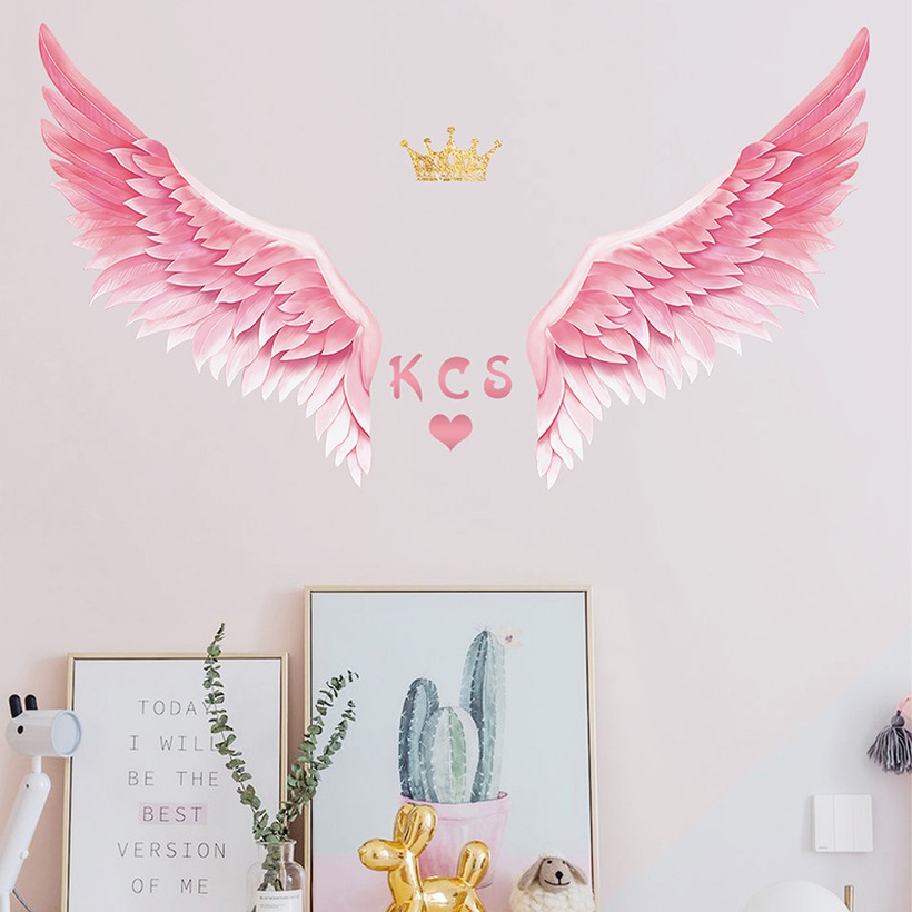 New Fashion Cartoon Pink Feather Crown Wall Stickers