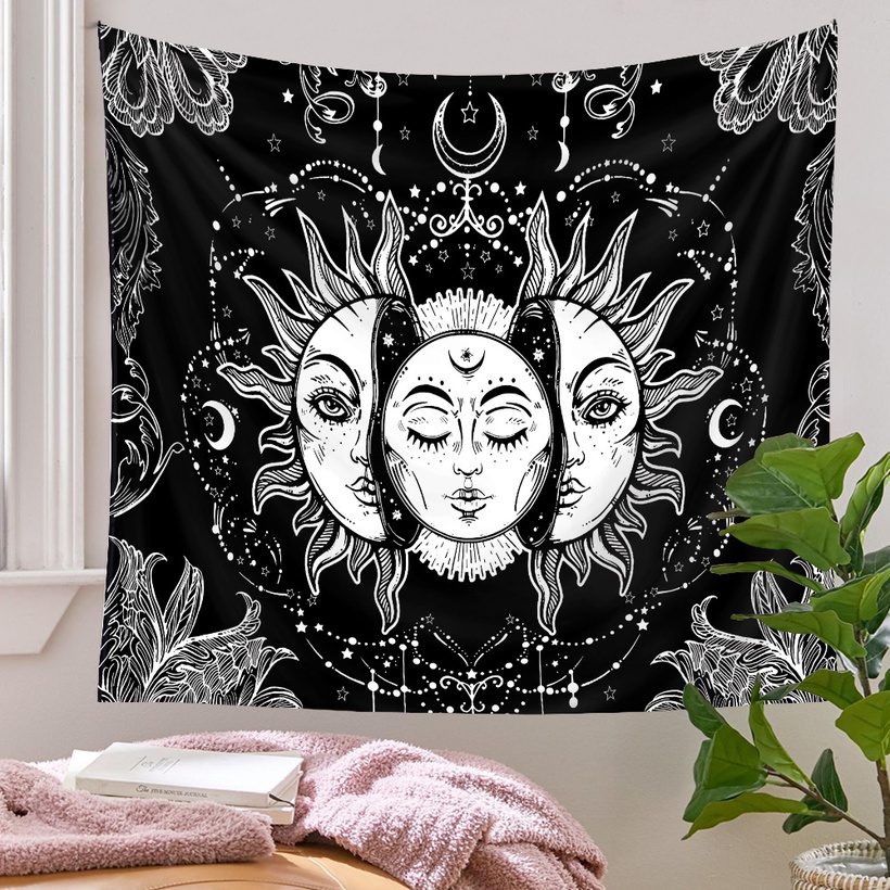 Vintage Bohemian Psychedelic Sun Printing Background Cloth Tapestry