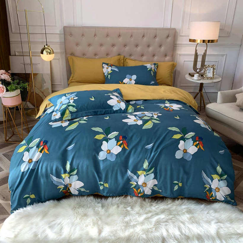 Multicolor Floral Printing Brushed Bedding Fourpiece Set