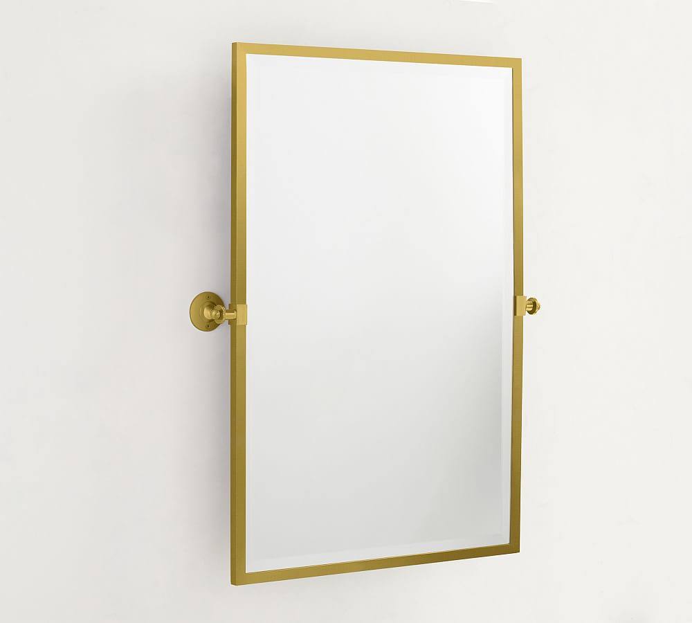 Kensington Pivot Mirror, Extra Large Rectangle, Brass Finish Wall