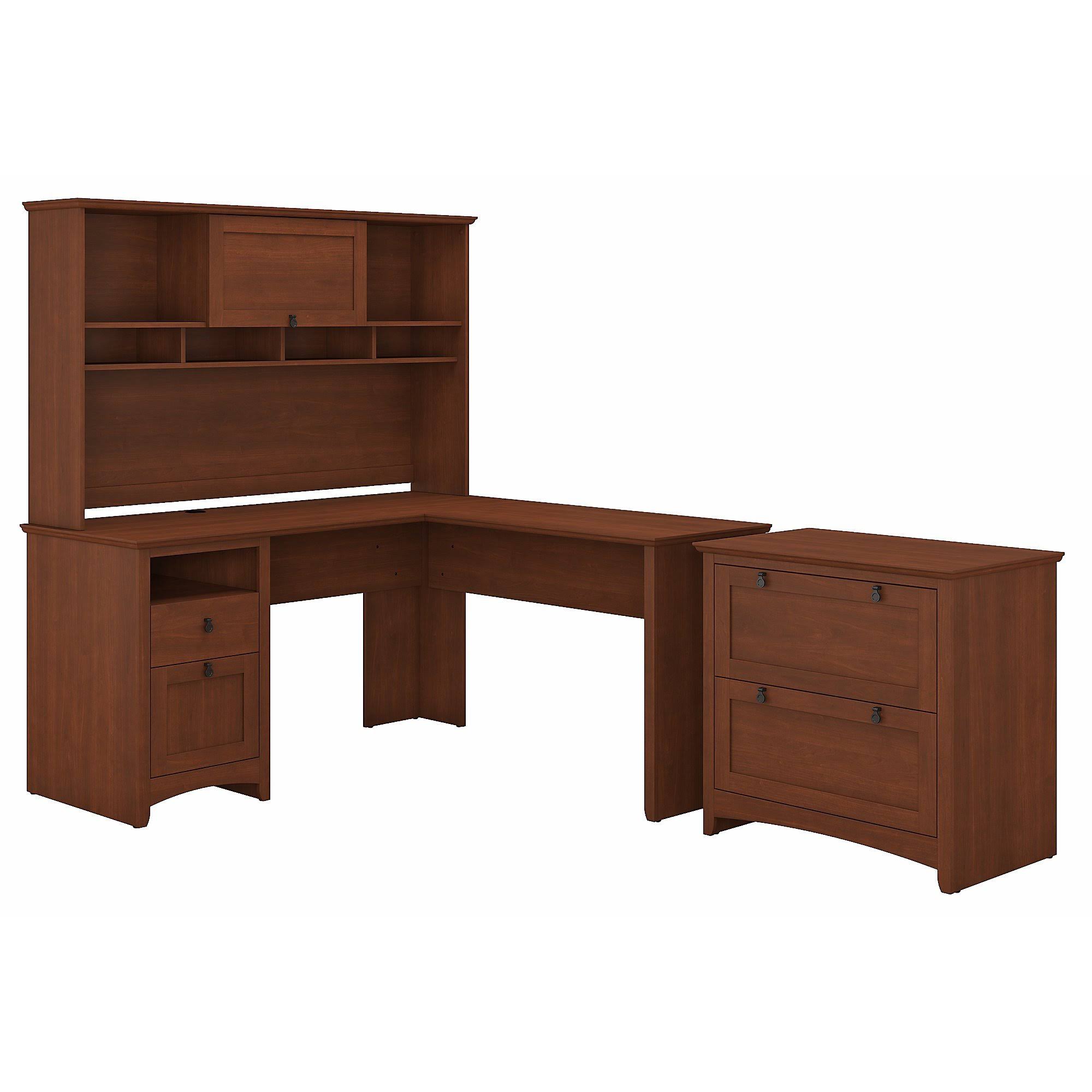 Bush Furniture Buena Vista L Shaped Desk with Hutch and Lateral File