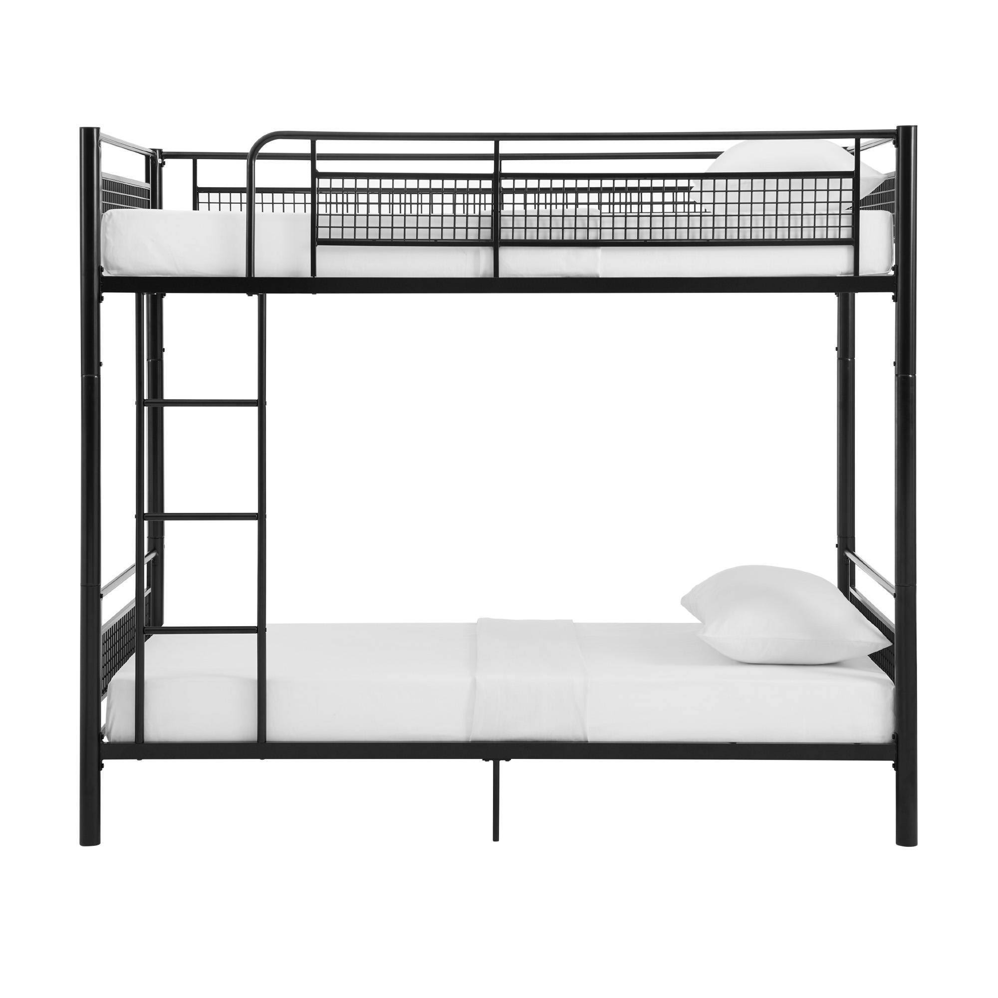 Twin Over Twin Metal Mesh Frame Bunk Bed Black Saracina Home onyyou