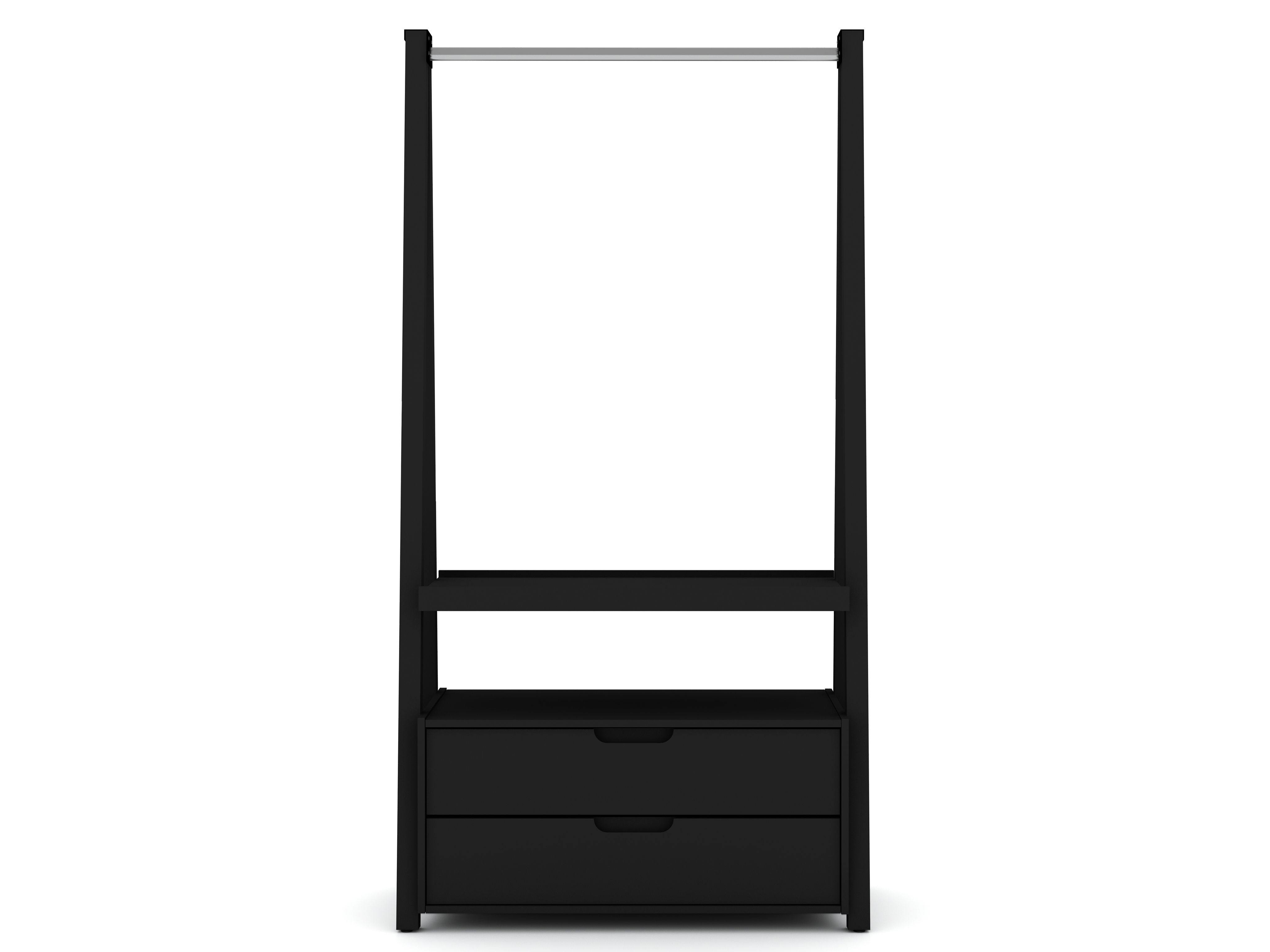 Manhattan Comfort Rockefeller Black Open Wardrobe Armoire Closet onyyou
