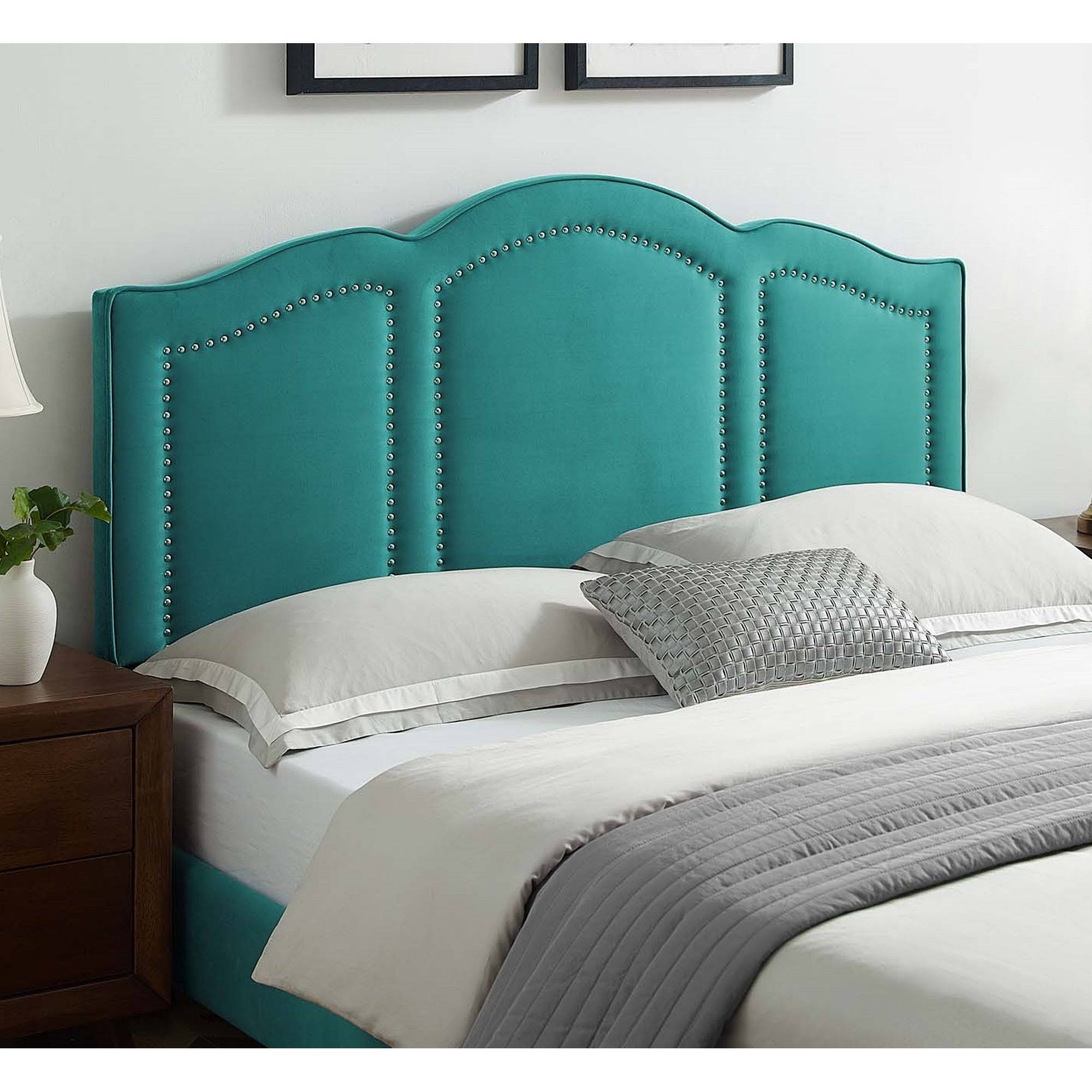 Augusta Green Velvet Upholstered Full/Queen Size Headboard with