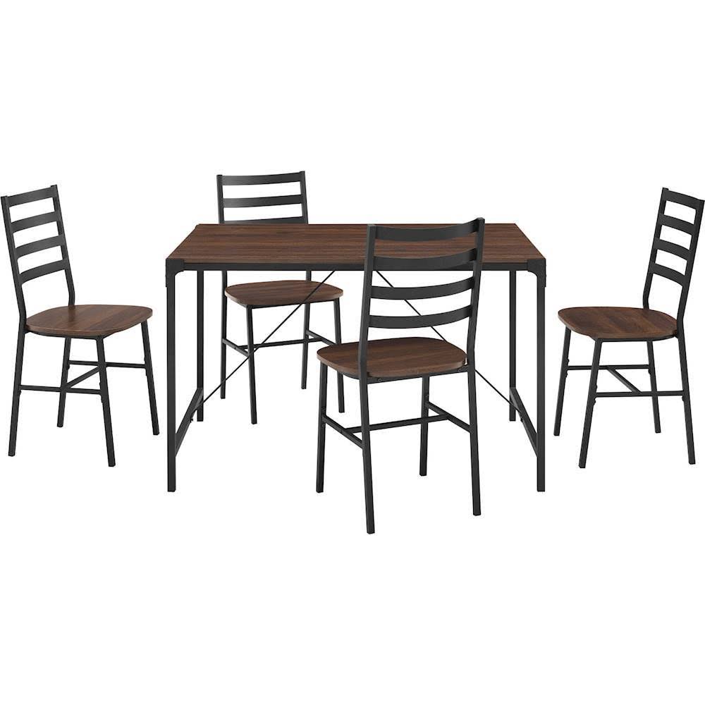Walker Edison Industrial Angle Iron Dining Table (Set of 5) Dark