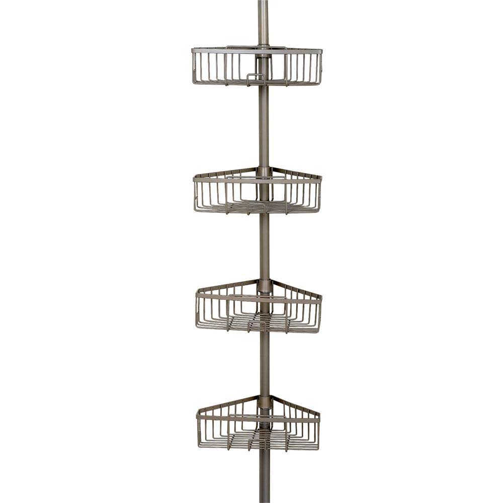 Zenna Home 4Tier Tension Pole Shower Caddy in Satin Nickel HXF004