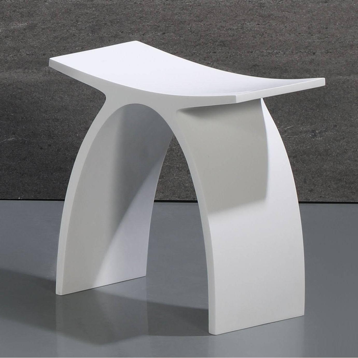Alfi ABST77 Arched Solid Surface Resin Bathroom & Shower Stool White Matte