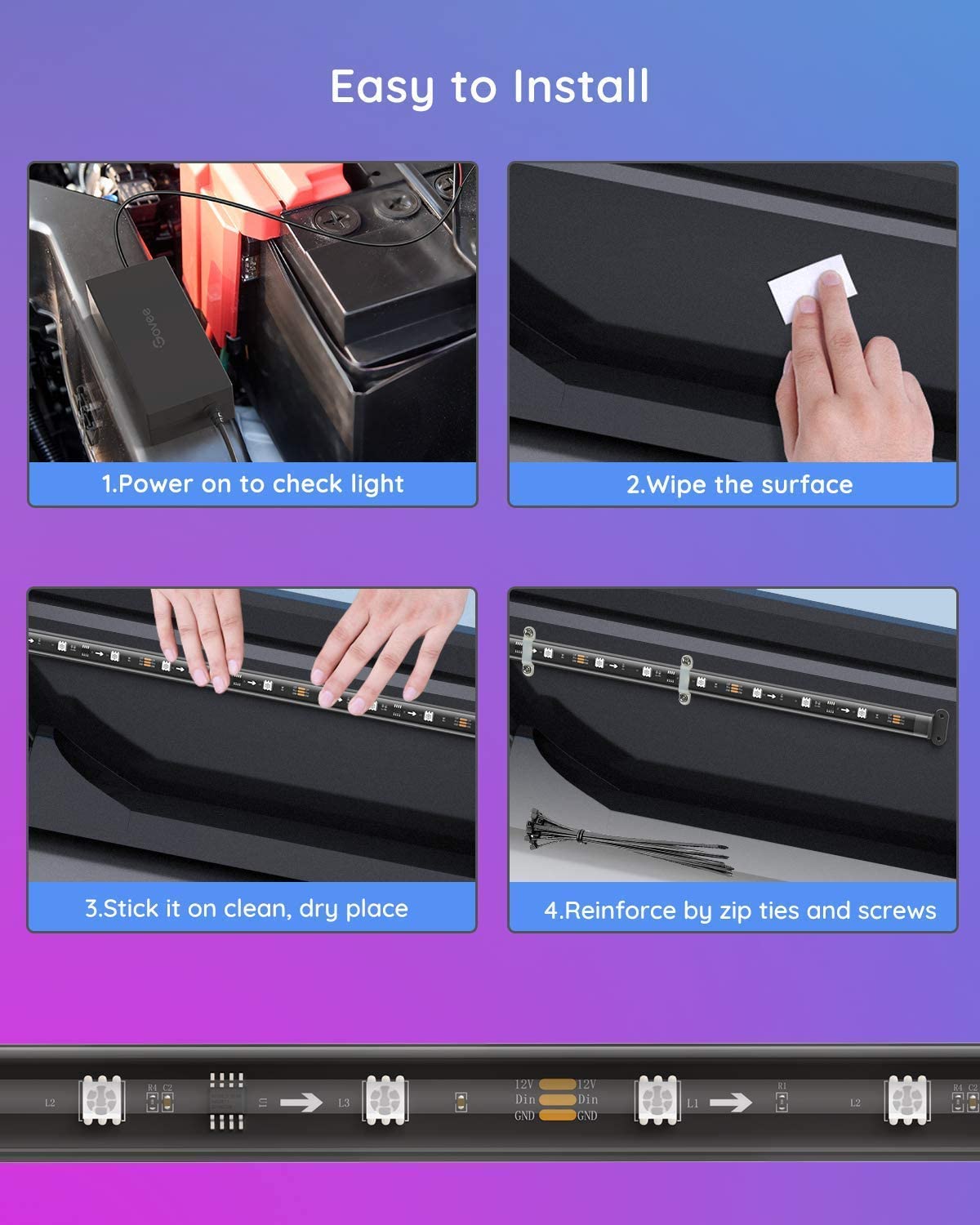 Govee Smart Car Underglow Lights, RGBIC Exterior Car Lights with 16