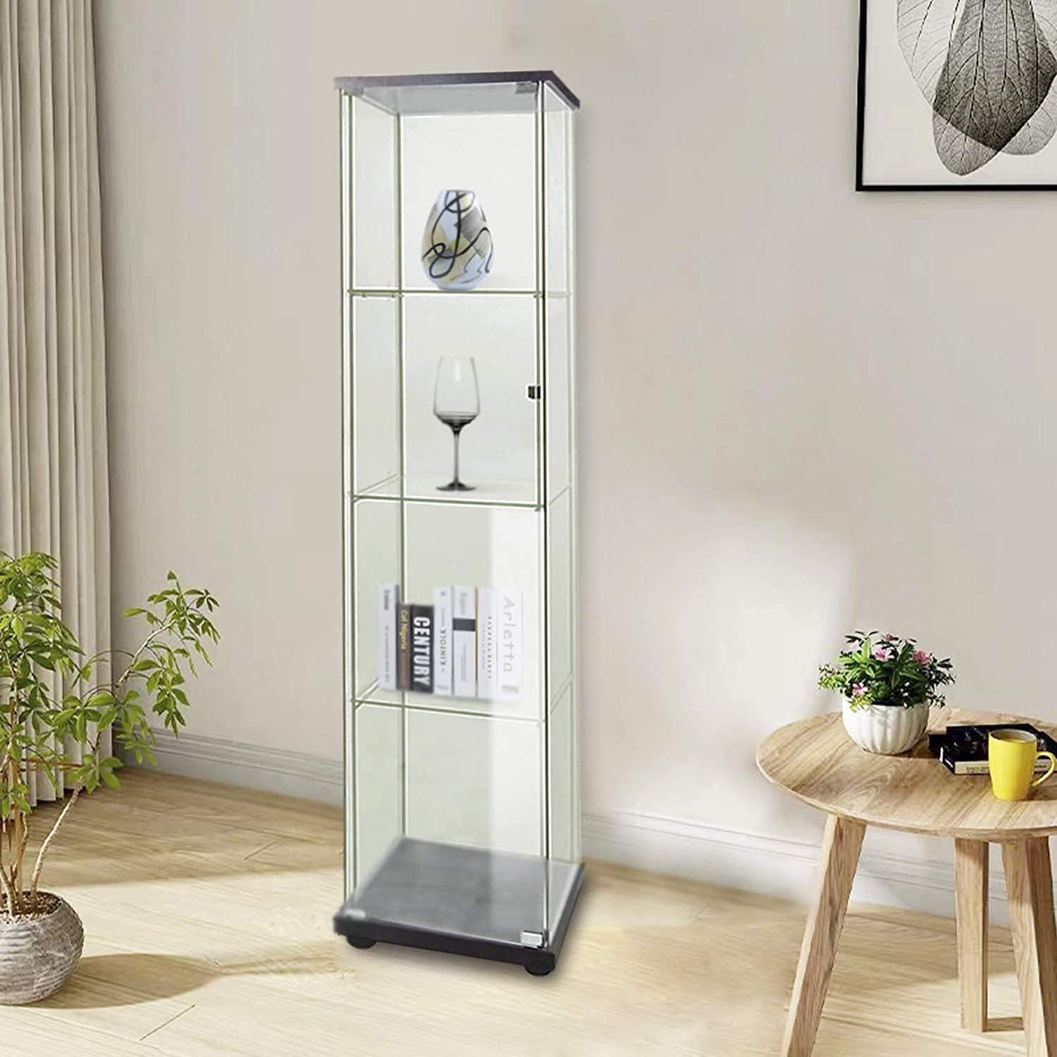 FANYUSHOW GlassDoor 4Shelf Curio Display Shelf