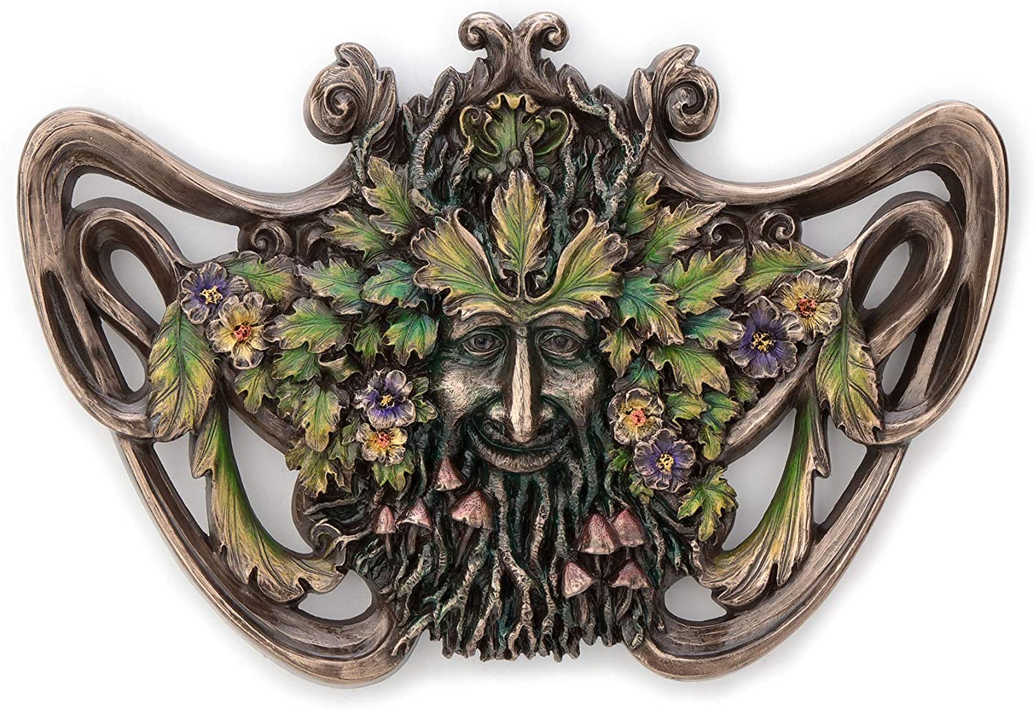 Veronese Design Green Man Spring Mushroom Wall Plaque The Tea Scape