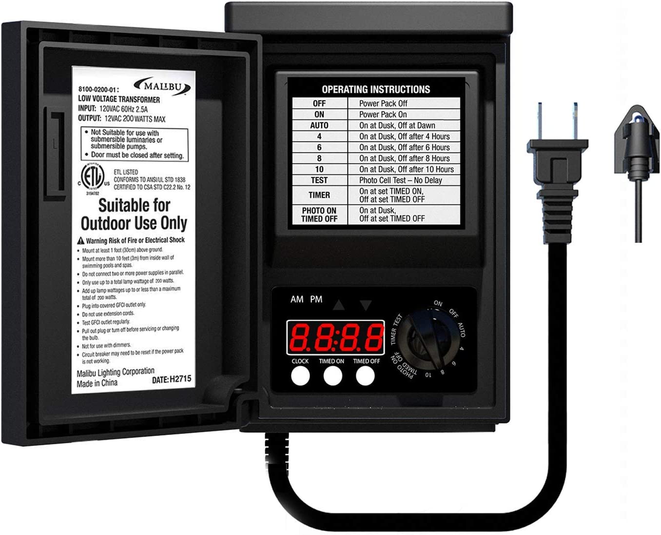 Malibu Power Pack 200watt LowVoltage Weatherproof Transformer with