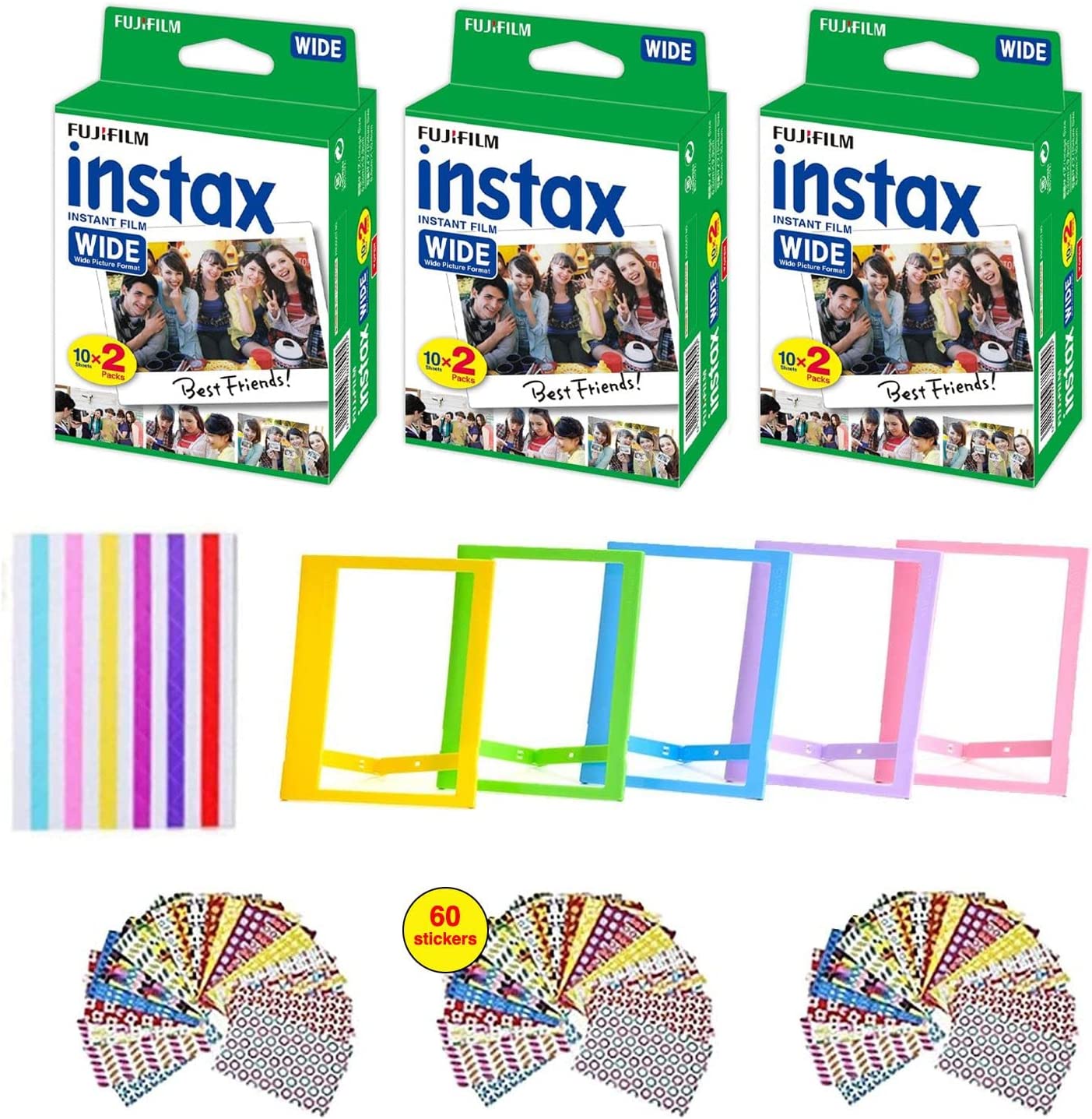 Fujifilm Instax Wide Instant Film (2 Packs, 40 Sheets) 5 Plastic Desk