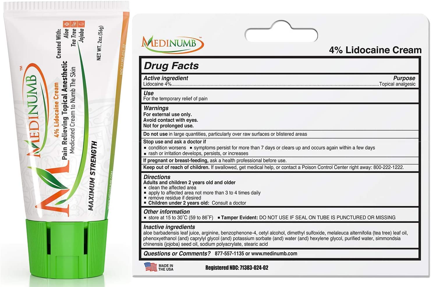 Medinumb Lidocaine Numbing Cream Topical Anesthetic Pain Relief (3 Pack
