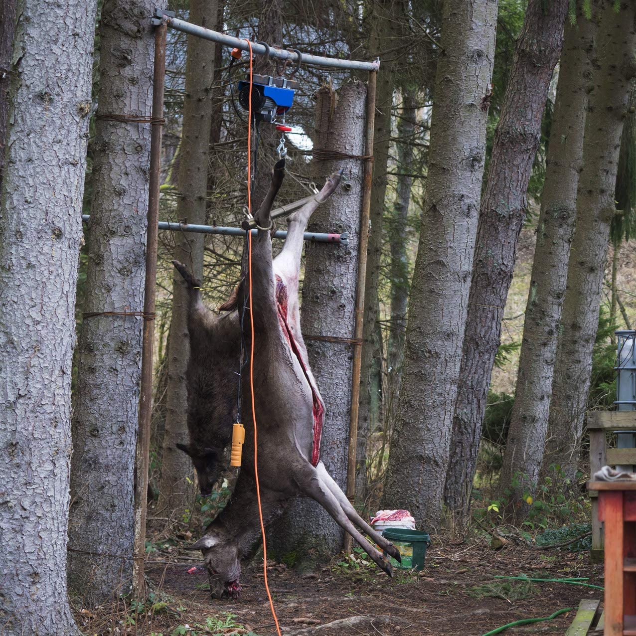 AUSCAMOTEK Deer Hoist Gambrel Hanging Triangle for Skinning Dressing