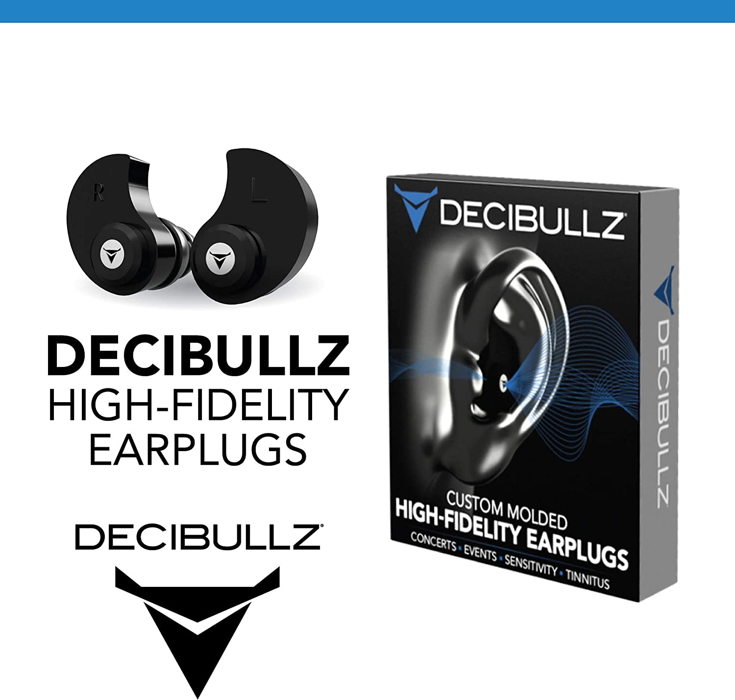 Decibullz CustomMolded High Fidelity Earplugs, Hearing Protection for
