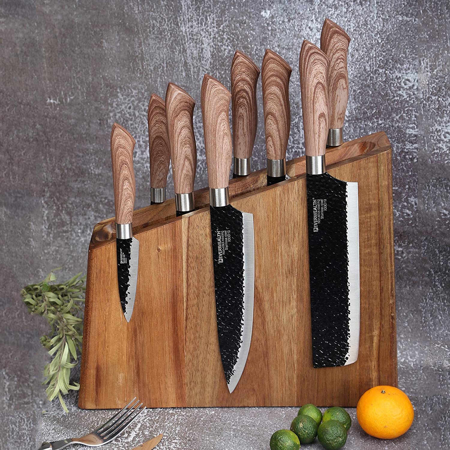Resafy Knife Wooden Block Knife Display Holder Rack Stands with Strong