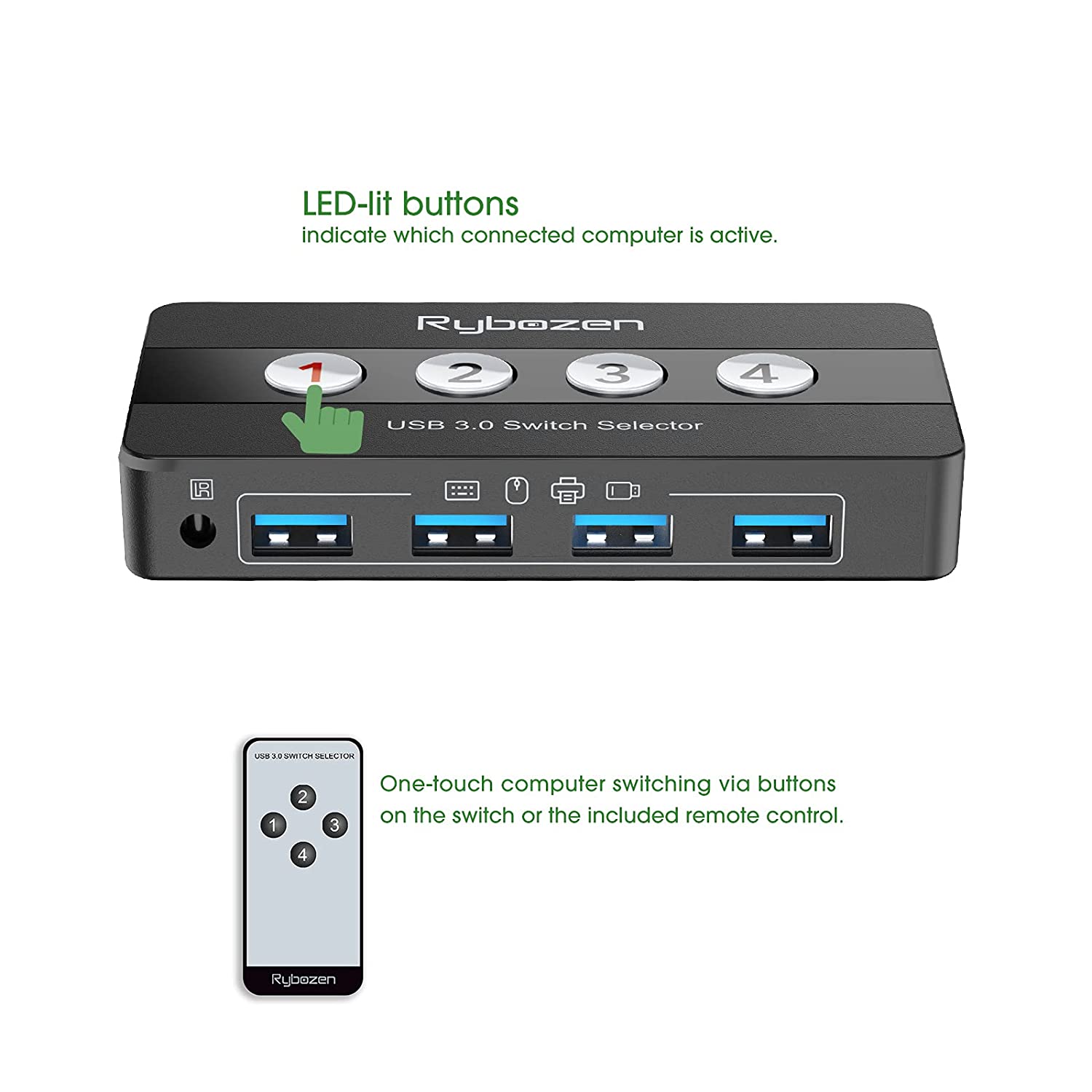 KVM Switch HDMI 2 Port Box Rybozen USB And HDMI Switches For 2