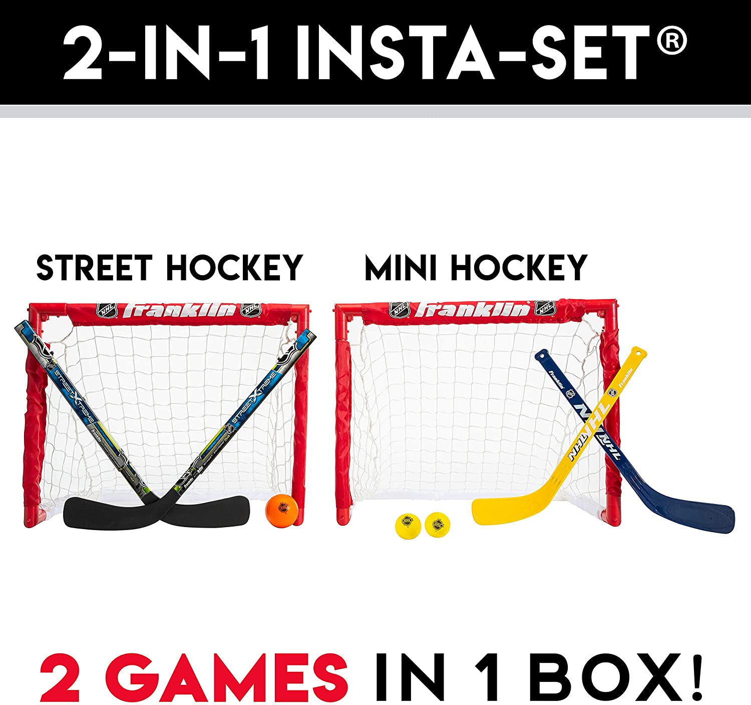 Franklin Sports Kids Folding Hockey 2 Goal Set NHL Street Hockey