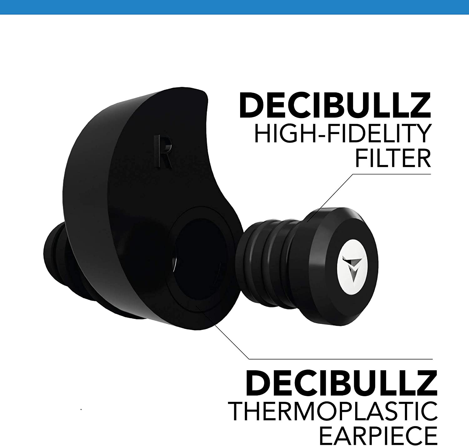 Decibullz CustomMolded High Fidelity Earplugs, Hearing Protection for