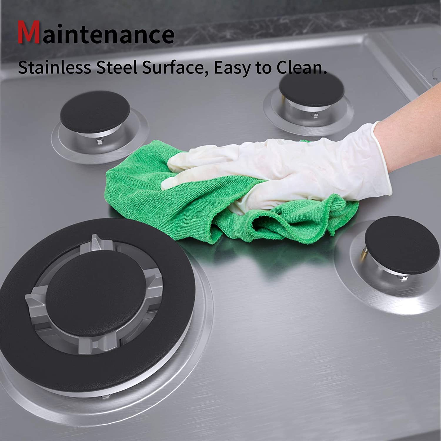 Gas Cooktop 30 inch Stainless Steel 5 Burners Gas Stove with NG/LPG