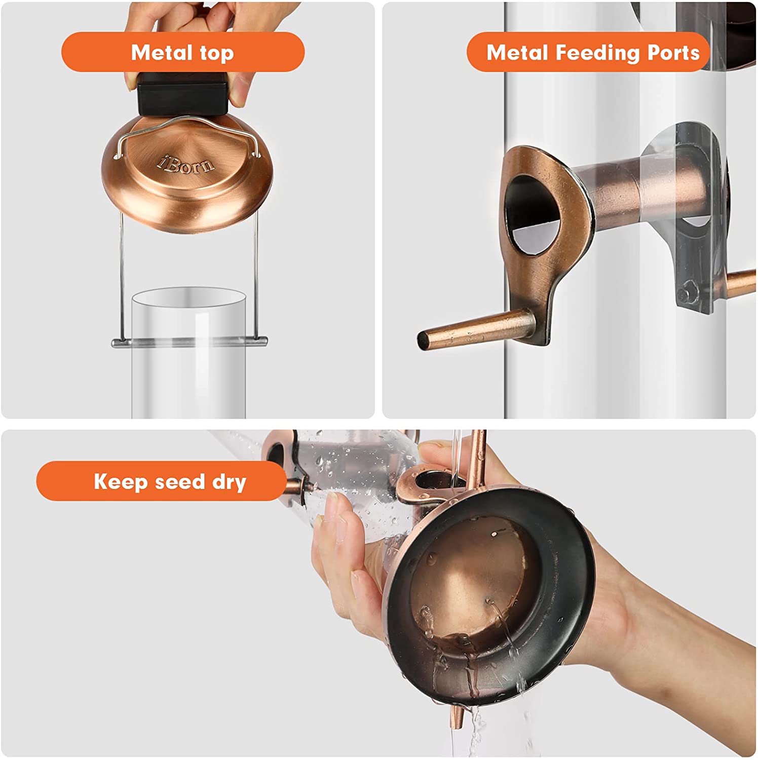 iBorn Bird Feeder for Small Birds Hanging Wild Bird Seed Feeder for Mix