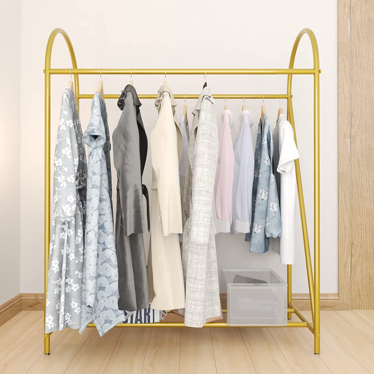 SMLTTEL Metal Garment Rack,Heavy Duty Gold Clothing Rack for Boutique ...