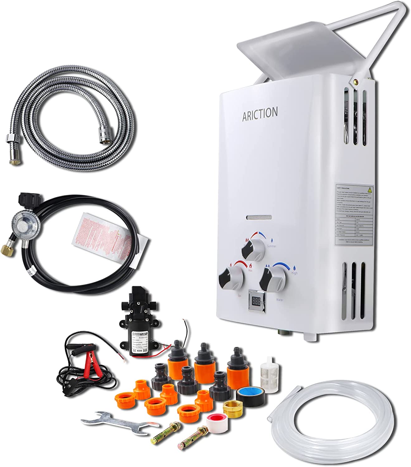 Portable Propane Water Heater,6L 1.6 GPM Outdoor Tankless Propane Gas