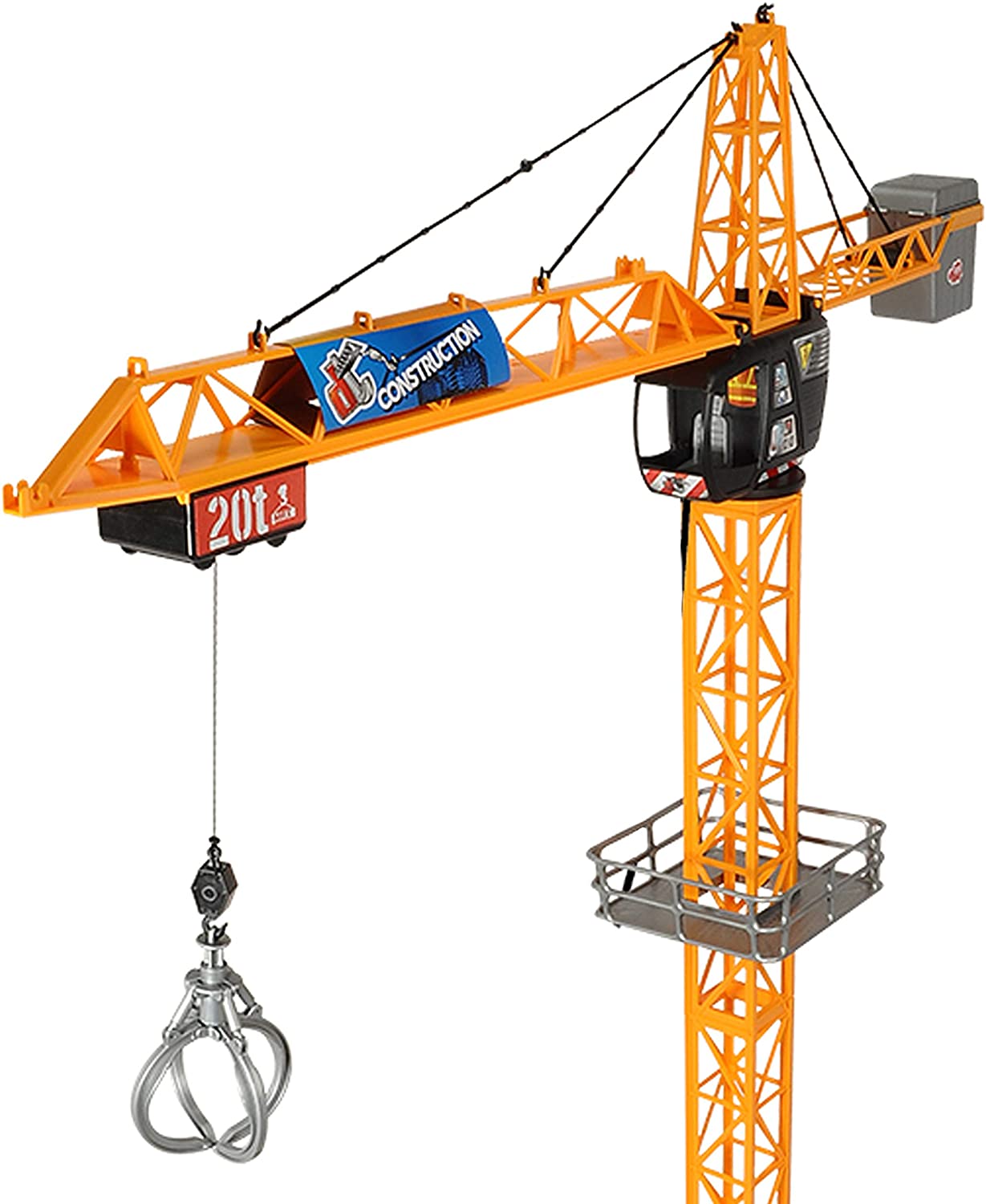DICKIE TOYS Mighty Construction Crane with Remote Control, Trolley, for