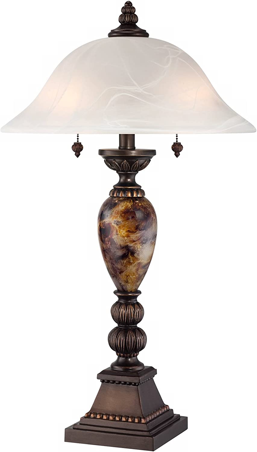 Kathy Ireland Alabaster Glass Mulholland 2Light Table Lamp The Tea Scape