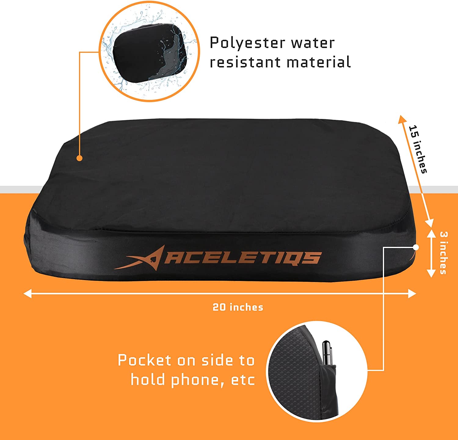 Boat Camping ACELETIQS Portable Heating Pad Stadium Seat Cushion for Bleachers Great for Office Stadium USB Battery Pack Included Park 