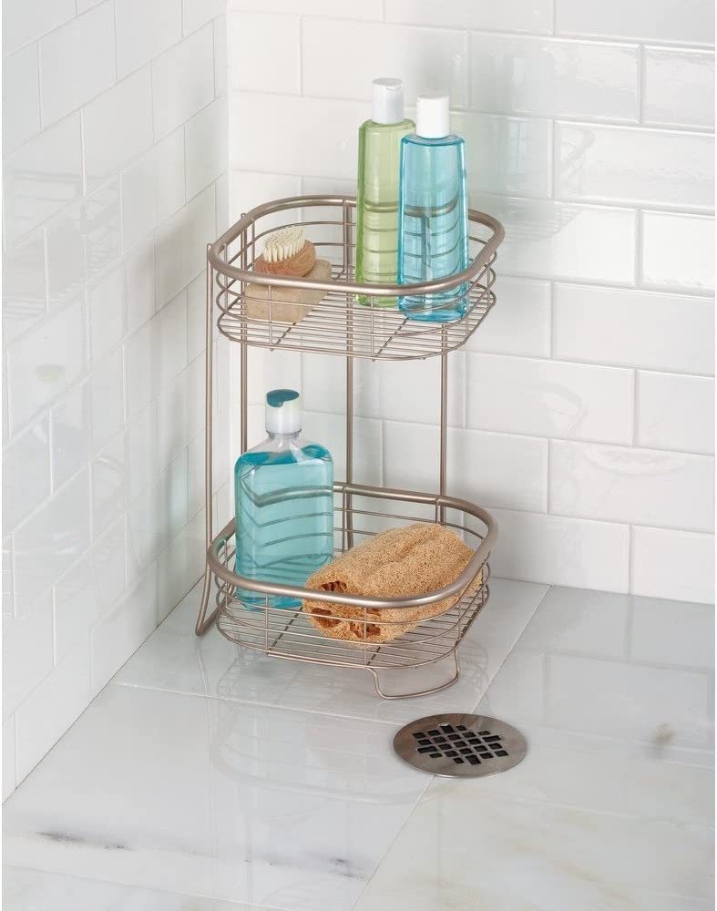 iDesign Forma Metal Wire Corner Standing Shower Tower Caddy, 2Tier