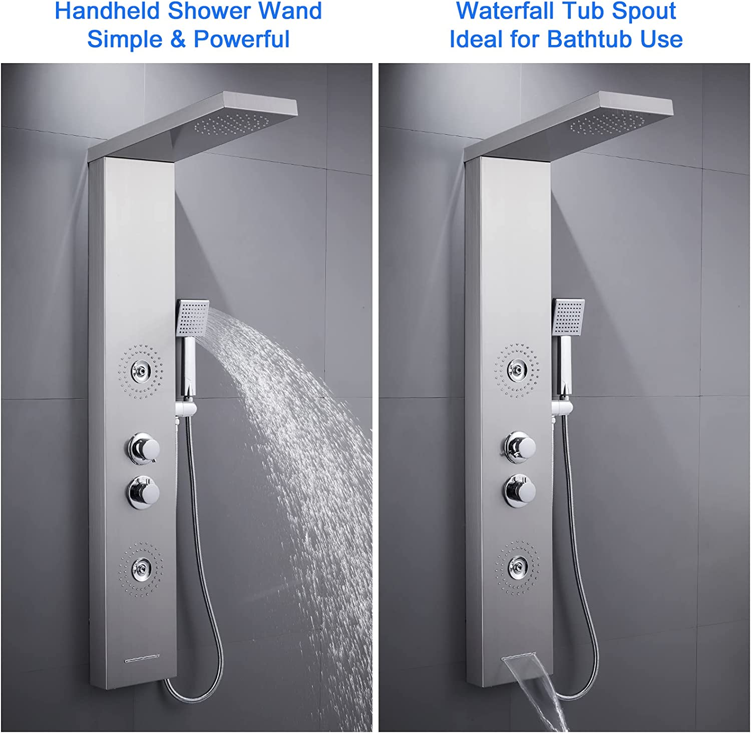 Rovogo Shower Panels Tower With Rainfall Jets Handheld And Tub Spout High Pressure Stainless