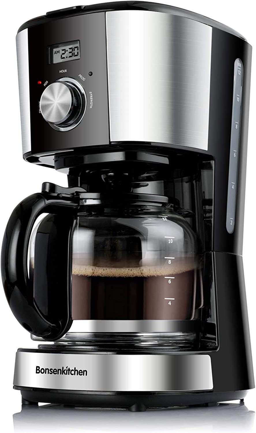 Programmable Coffee Maker with Glass Carafe, 12 Cups, Drip Coffee