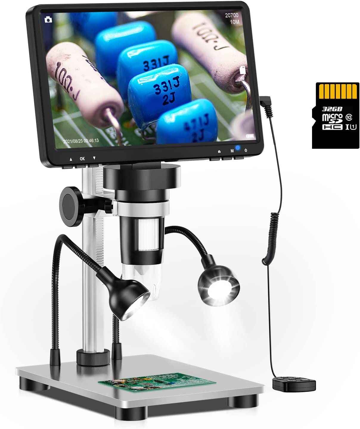 Elikliv 7'' LCD Digital Microscope + 32GB Card, 1080P USB Coin ...