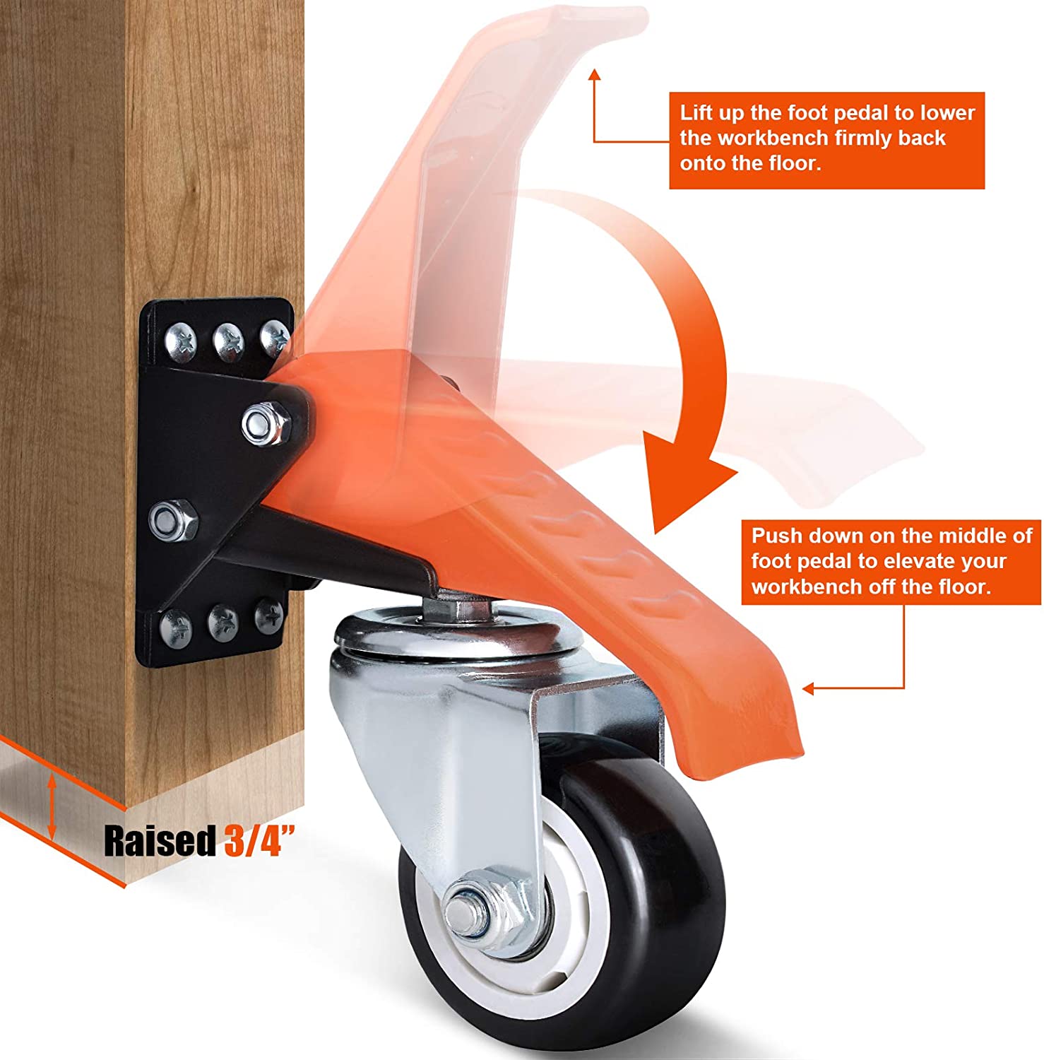 Ronlap Workbench Casters Kit 880 Lbs Capacity, 3" Extra Heavy Duty