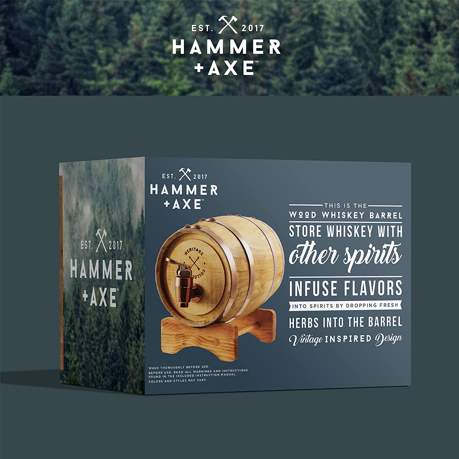 Hammer + Axe Whiskey Barrel 1L, 800ml/27 fl oz Volume The Tea Scape