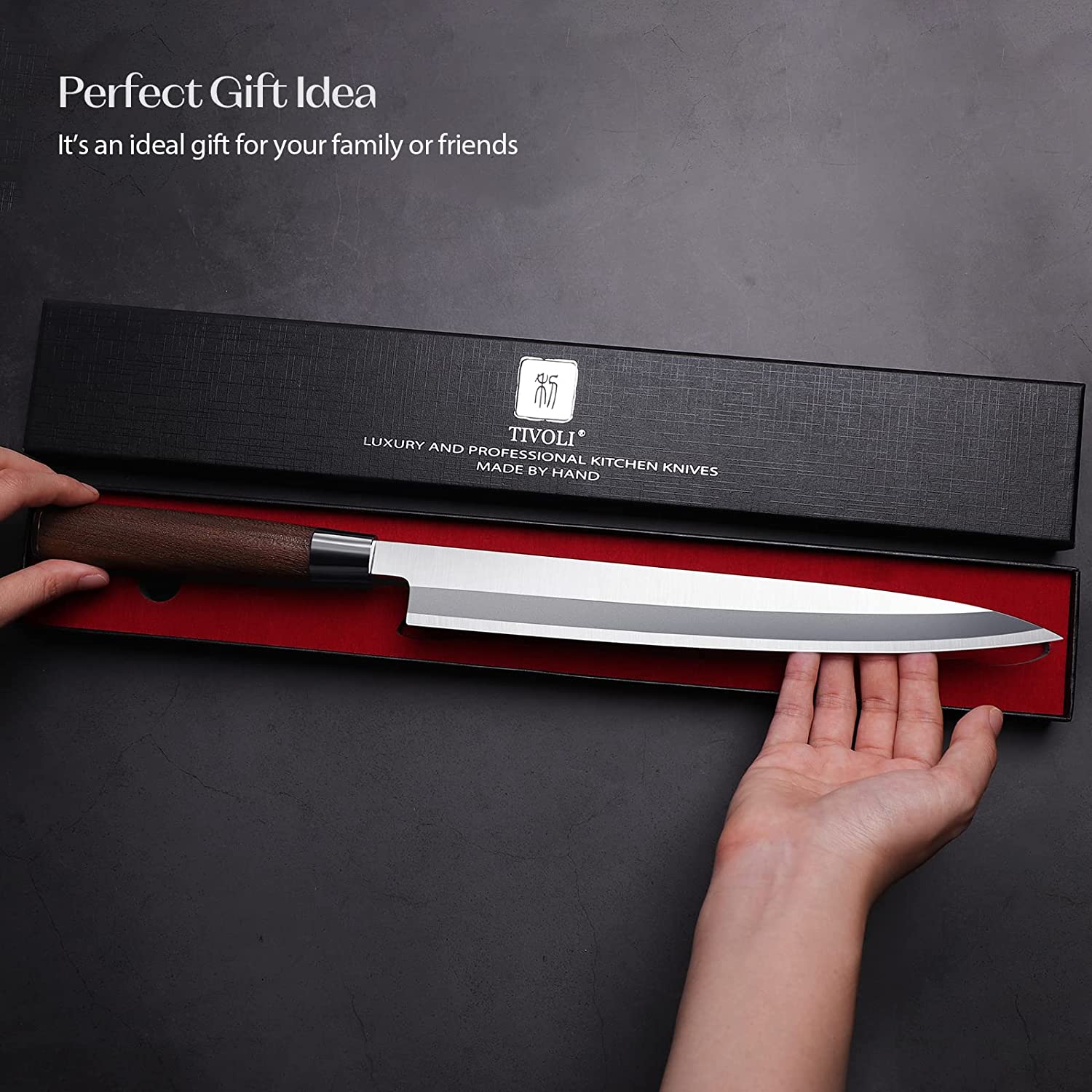 TIVOLI Sashimi Knife 10.5" Yanagiba Single Bevel Sushi Knife Japanese