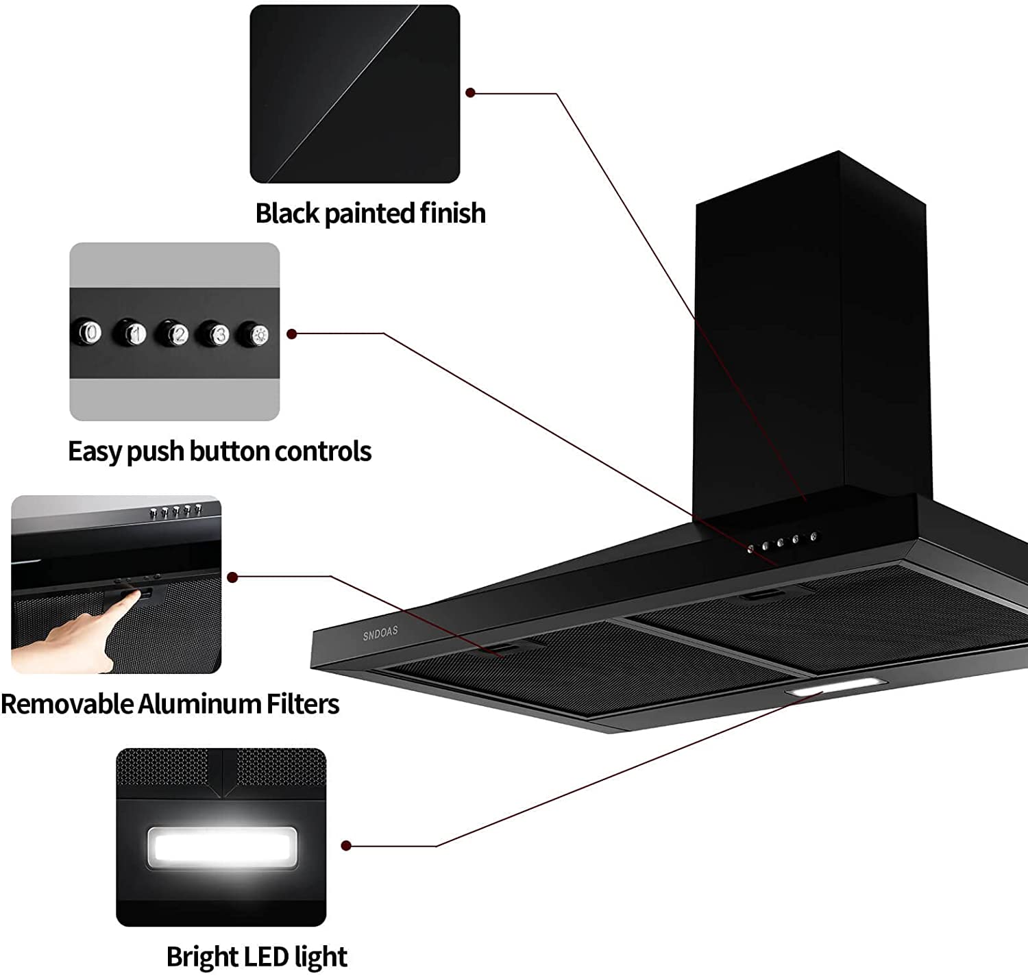 ductless black range hood
