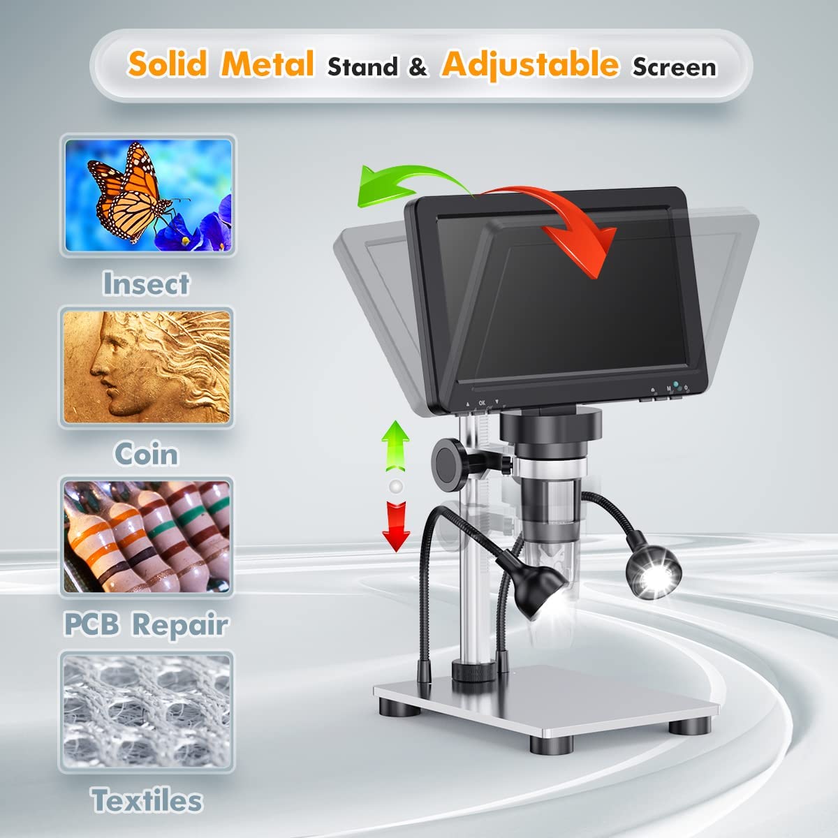 Elikliv 7'' LCD Digital Microscope + 32GB Card, 1080P USB Coin