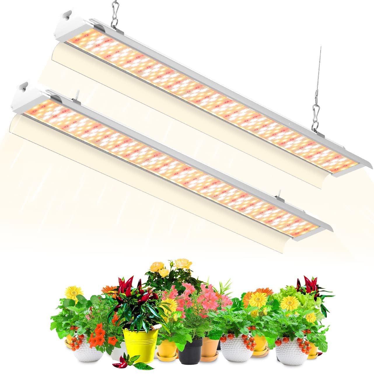 Growing Light Fixture Pink SZHLUX LED Grow Light 4ft 280W 4×70W High Output Grow Light Strip Linkable Design with Reflector-4 Pack Full Spectrum Plant Light for Indoor Plants 