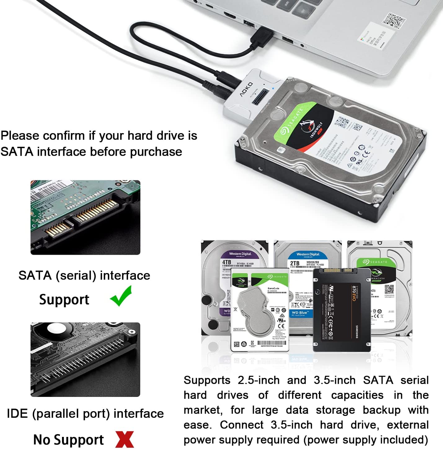 USBC M.2 Docking Station with 2.5" / 3.5" SATA Hard Drive Adapter