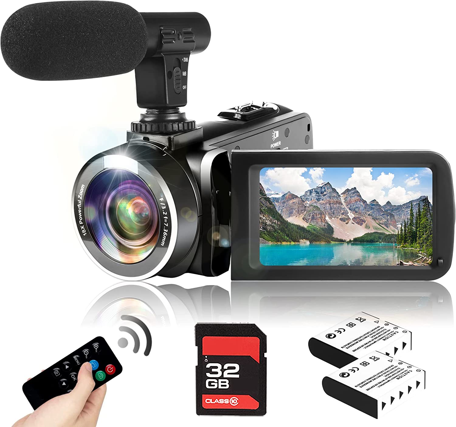 Video Camera 2.7K Camcorder 42MP 18X Digital Camera Video Camera for YouTube 3.0inch Flip Screen Camcorder Vlogging Camera with Remote Control and Two Batteries… 