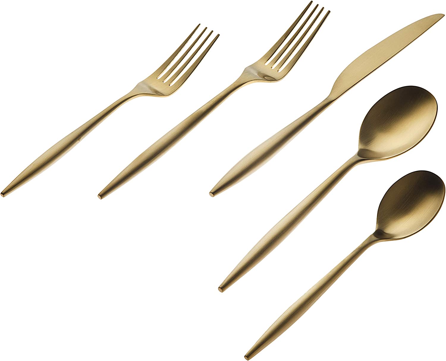 Godinger Flatware Set, Matte Gold Cutlery Set, Milano 20 Piece Set