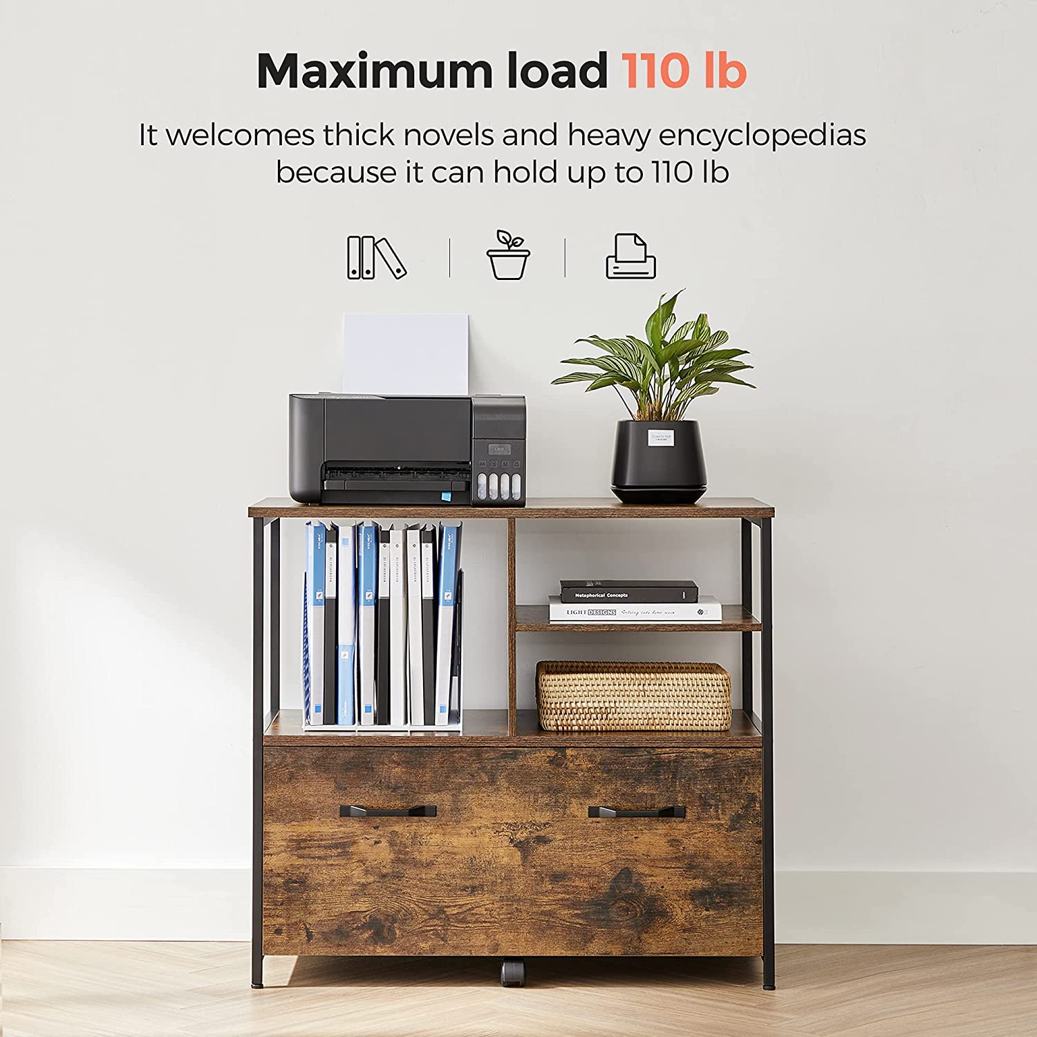 VASAGLE Filing for Home Office, File with Open Shelves